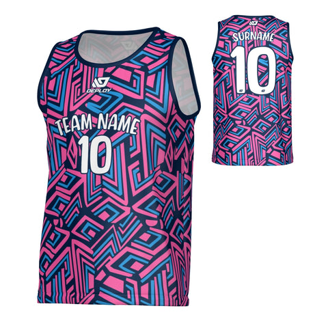Maze Sports Singlet - Navy & Pink