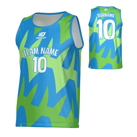 Mirage Sports Singlet - Blue & Neon Green
