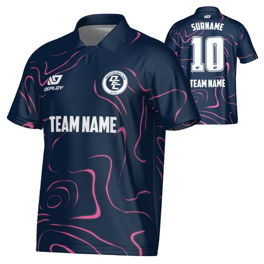 Marble Collared Jersey - Navy & Pink