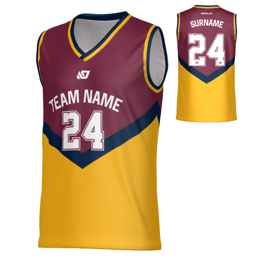 Peak Basketball Jersey - Maroon & Navy