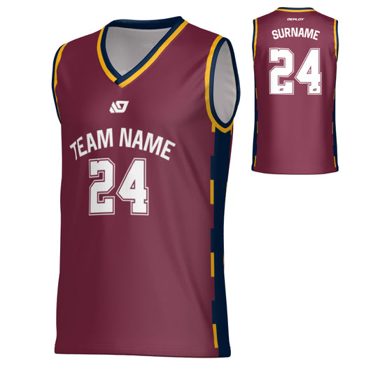 Pixel Basketball Jersey - Maroon & Navy