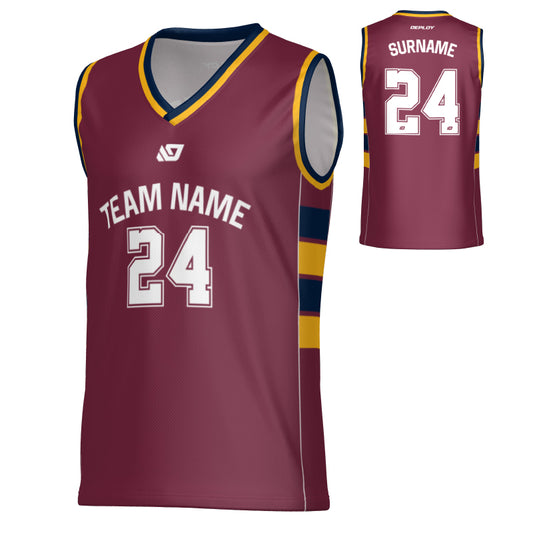 Stack Basketball Jersey - Maroon & Navy