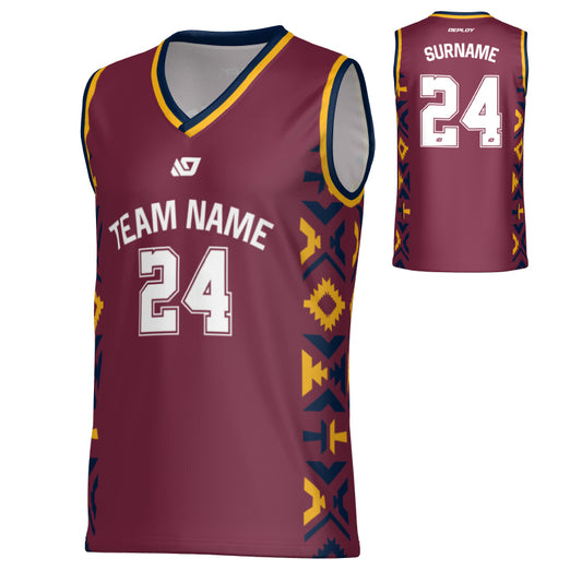 Tribal Basketball Jersey - Maroon & Navy
