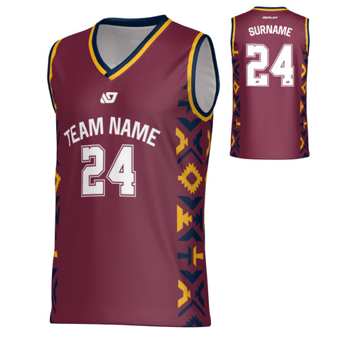 Tribal Basketball Jersey - Maroon & Navy