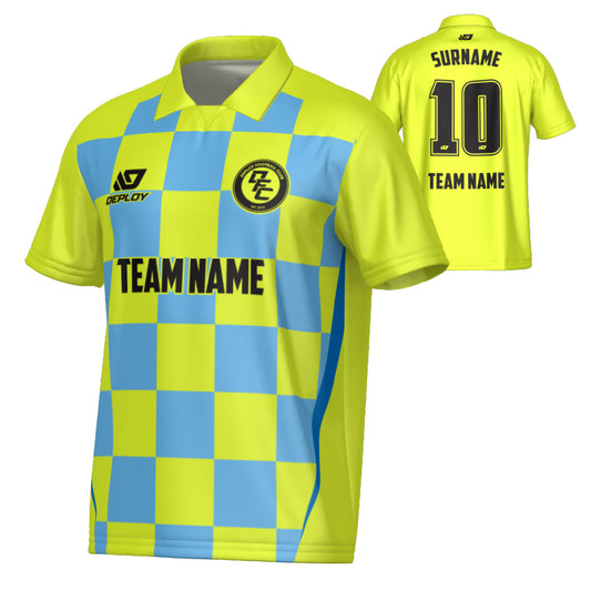 Checkers Collared Jersey - Neon Yellow