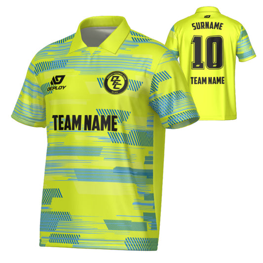 Glitch Collared Jersey - Neon Yellow
