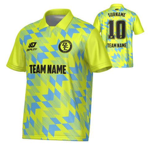 Leaves Collared Jersey - Neon Yellow