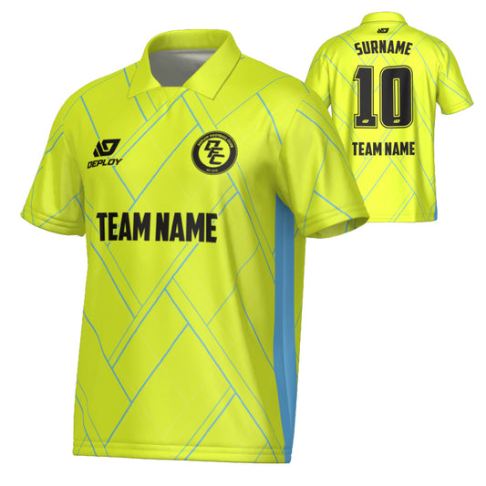 Plaid Collared Jersey - Neon Yellow