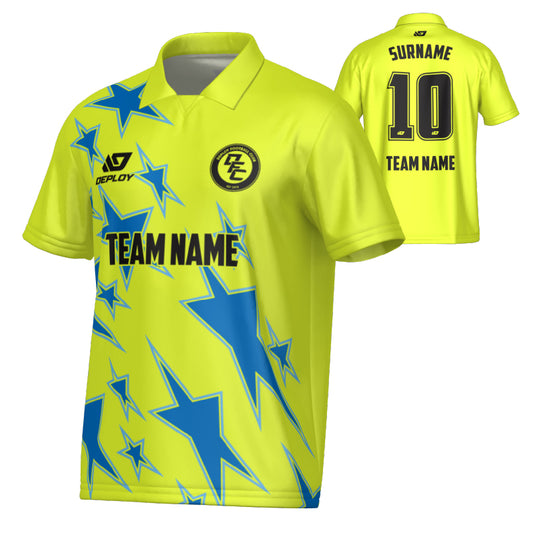 Stars Collared Jersey - Neon Yellow