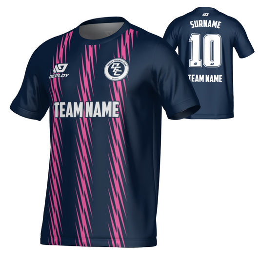 Zig Zag Jersey - Navy & Pink
