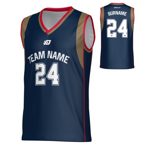 Edge Basketball Jersey - Navy & Red