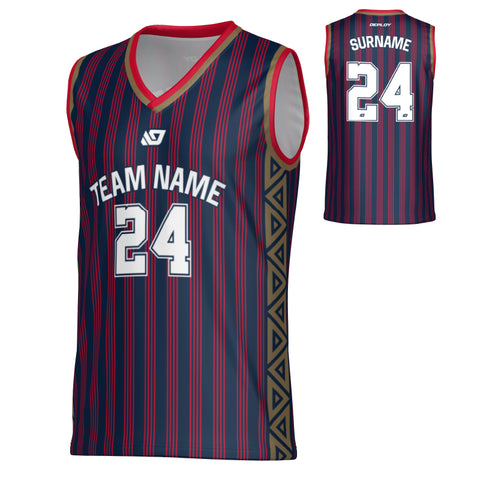 Heritage Basketball Jersey - Navy & Red