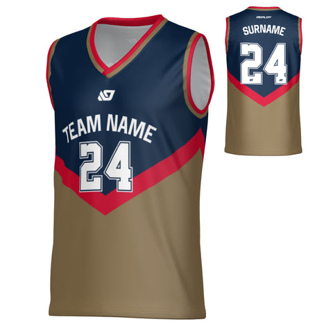 Peak Basketball Jersey - Navy & Red