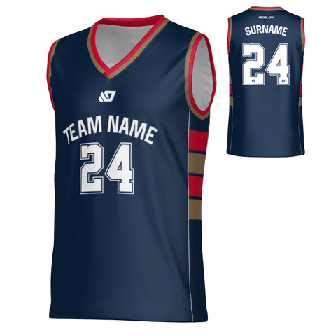 Stack Basketball Jersey - Navy & Red
