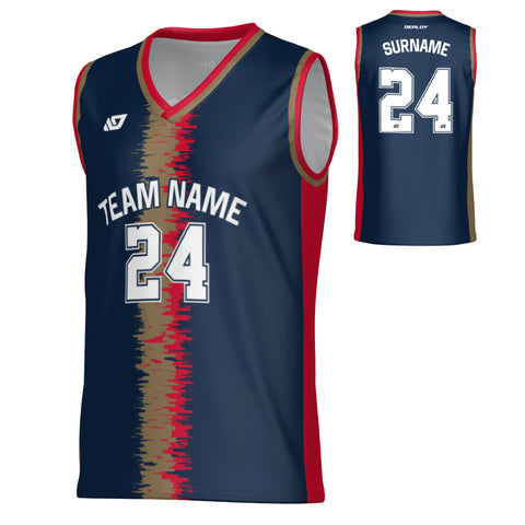 Static Basketball Jersey - Navy & Red