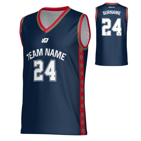 Tile Basketball Jersey - Navy & Red
