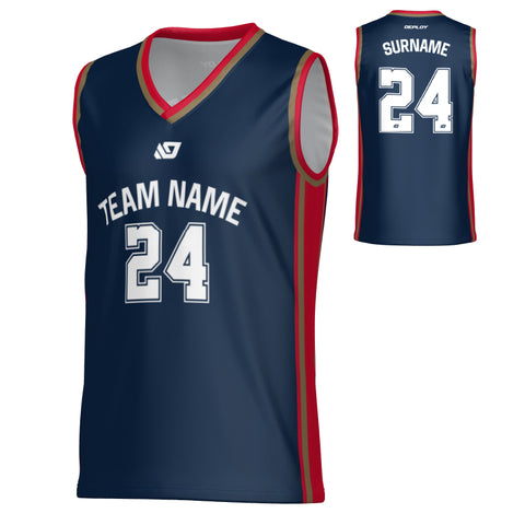 Vector Basketball Jersey - Navy & Red