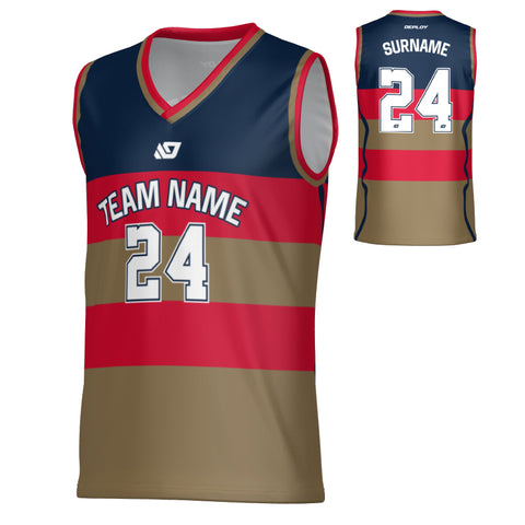 Victory Basketball Jersey - Navy & Red