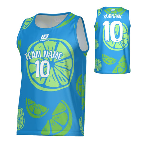 Oranges Sports Singlet - Blue & Neon Green