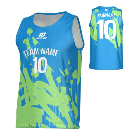 Paint Sports Singlet - Blue & Neon Green
