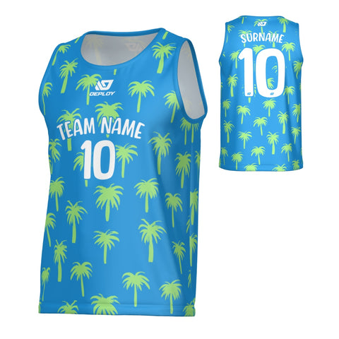 Palms Sports Singlet - Blue & Neon Green