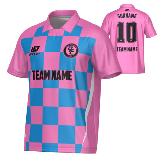 Checkers Collared Jersey - Pink
