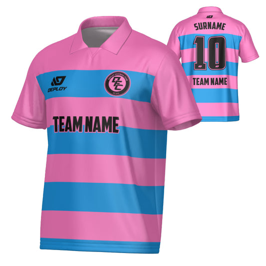 Hoops Collared Jersey - Pink