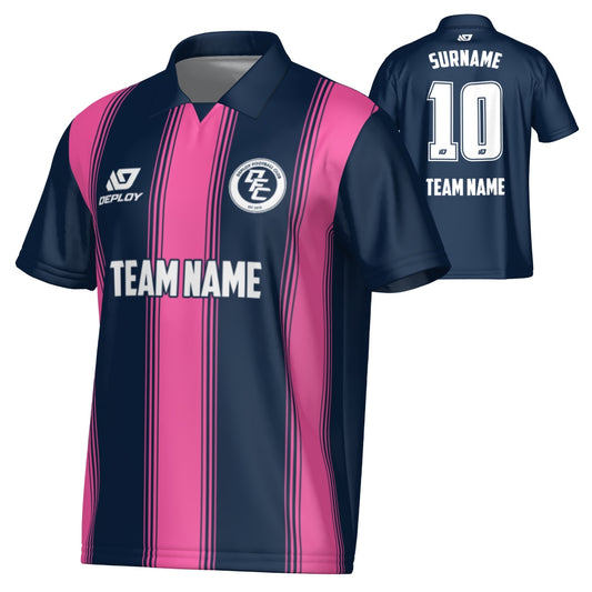 Pillars Collared Jersey - Navy & Pink
