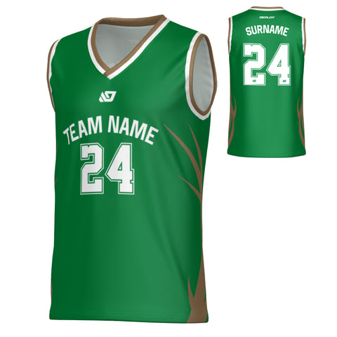 Razor Basketball Jersey - Pine Green & Gold