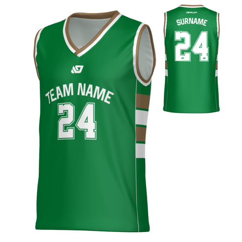 Stack Basketball Jersey - Pine Green & Gold