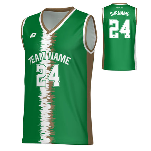 Static Basketball Jersey - Pine Green & Gold