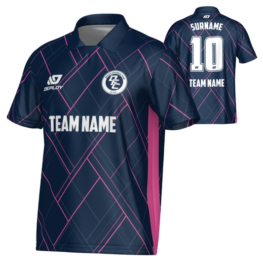 Plaid Collared Jersey - Navy & Pink