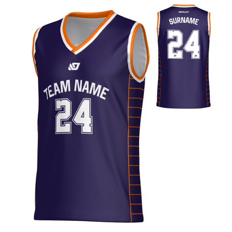 Grid Basketball Jersey - Purple & Orange