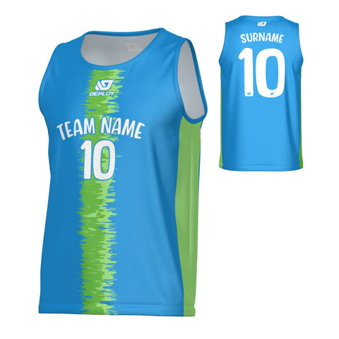 Quake Sports Singlet - Blue & Neon Green