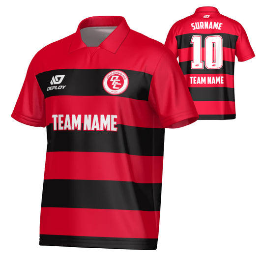 Hoops Collared Jersey - Red