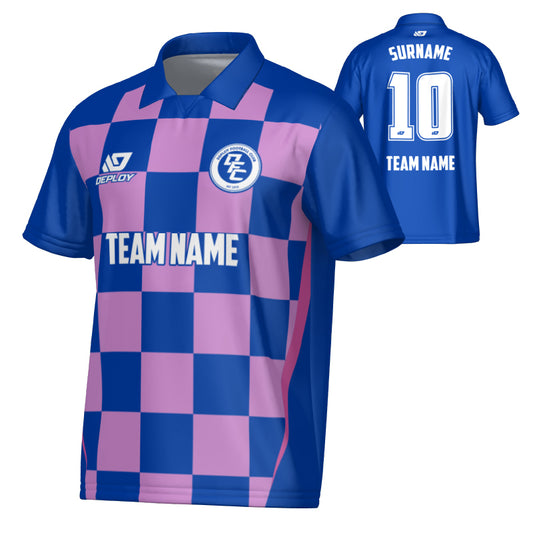 Checkers Collared Jersey - Royal Blue & Purple