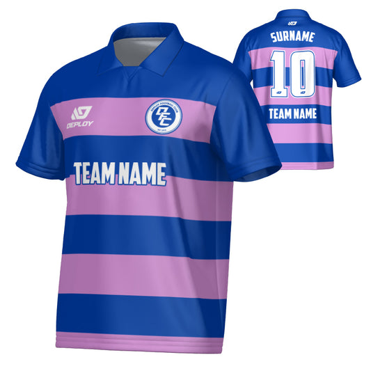 Hoops Collared Jersey - Royal Blue & Purple