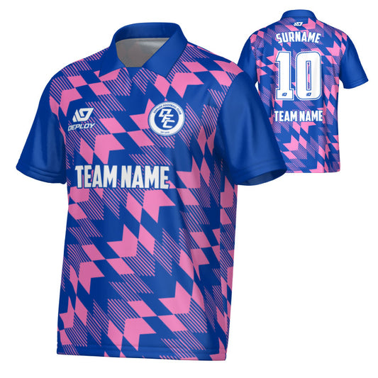 Leaves Collared Jersey - Royal Blue & Purple
