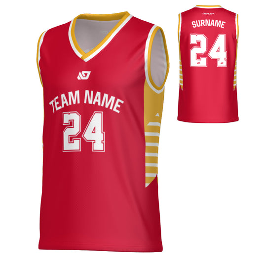Banner Basketball Jersey - Red & Yellow