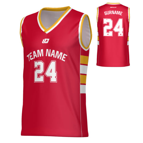 Stack Basketball Jersey - Red & Yellow