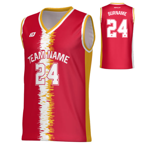 Static Basketball Jersey - Red & Yellow