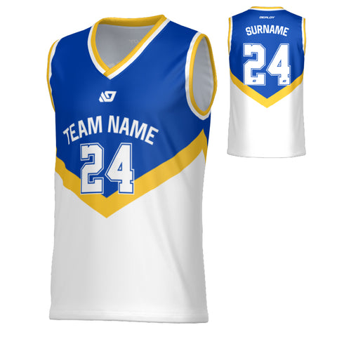 Peak Basketball Jersey - Royal Blue & Yellow