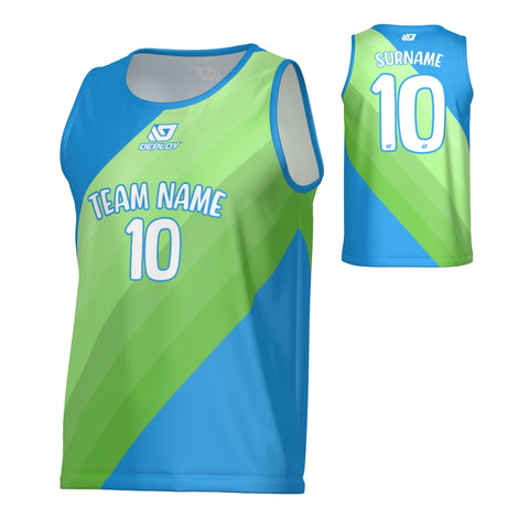 Sash Sports Singlet - Blue & Neon Green