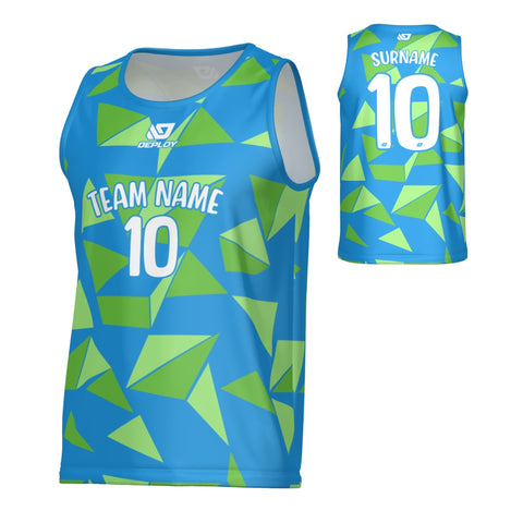 Shards Sports Singlet - Blue & Neon Green