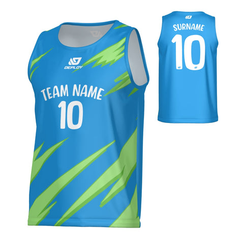 Sharp Sports Singlet - Blue & Neon Green