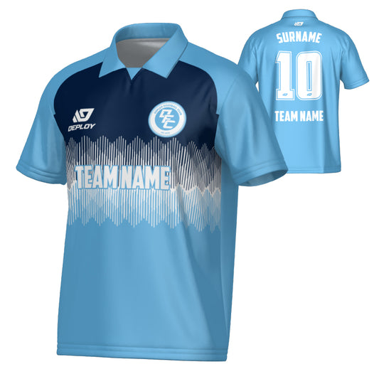 Echo Collared Jersey - Sky Blue & Navy