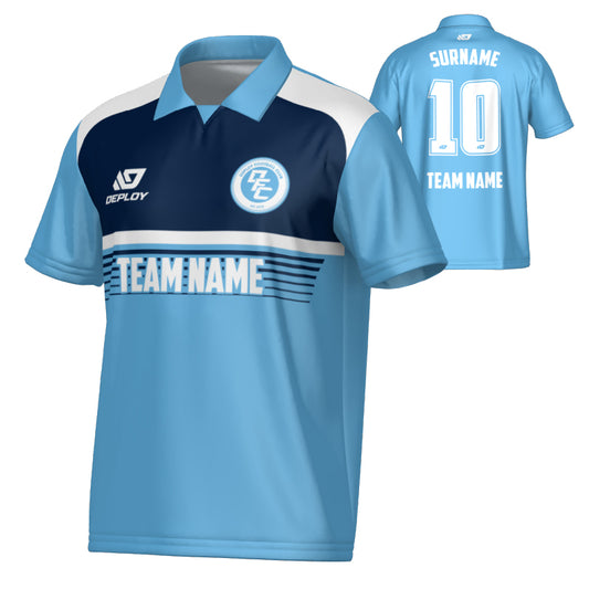 Horizon Collared Jersey - Sky Blue & Navy