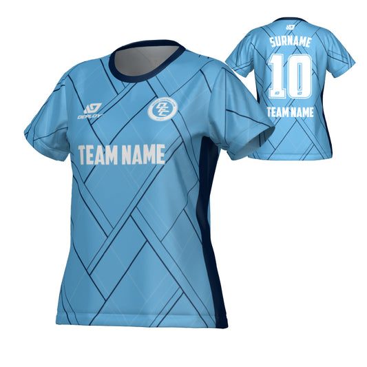 Plaid Womens Jersey - Sky Blue & Navy