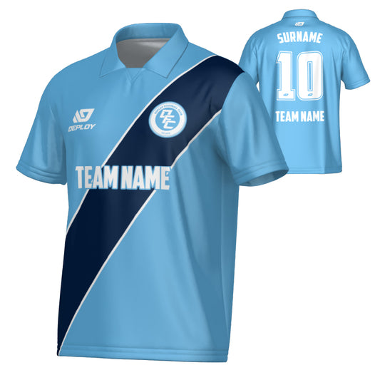 Sash Collared Jersey - Sky Blue & Navy