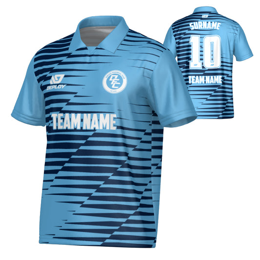 Static Collared Jersey - Sky Blue & Navy